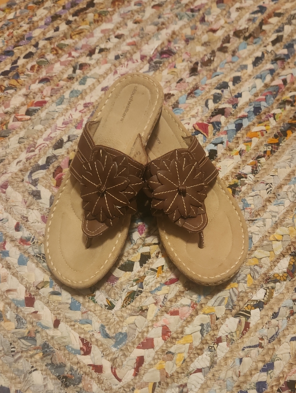 Cloudwalkers Brown Floral Thong Sandals
